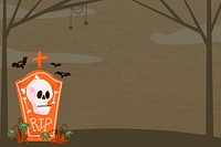 Halloween background wallpaper psd, spooky tombstone border illustration
