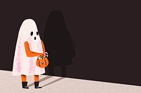 Halloween background wallpaper vector, cute white ghost cartoon