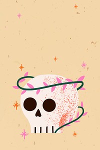 Cartoon Halloween background vector, cute spooky skull