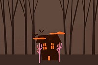 Halloween background wallpaper psd, spooky haunted house illustration