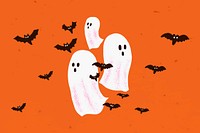 Halloween background vector, cute white ghost illustration