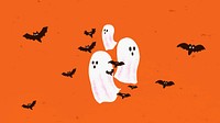 Halloween background vector, cute white ghost illustration