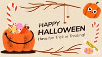 Halloween banner template vector, cute pumpkin illustration