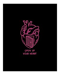 Pink heart illustration wall art print and poster.