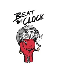 Beat the clock illustration wall art print and poster.