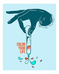 Color your life illustration wall art print and poster.