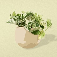 Plant psd image, marble queen pothos potted home interior decoration