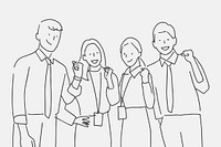 People doodle psd happy colleagues illustration characters