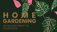 Blog banner template vector botanical background with home gardening text