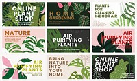 Blog banner template vector botanical background with text set