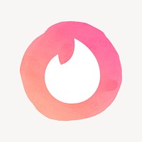 Tinder icon psd for social media in watercolor design. 21 JULY 2021 - BANGKOK, THAILAND