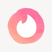 Tinder icon vector for social media in watercolor design. 21 JULY 2021 - BANGKOK, THAILAND