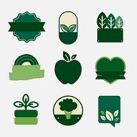 Natural products blank badges set vector in green