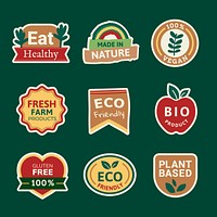 Organic products badges set psd for food marketing campaigns