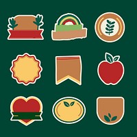 Natural products blank badges set psd inretro style
