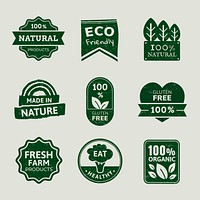 Organic products badges set psd for food marketing campaigns