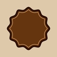 Shape blank badge sticker vector in brown
