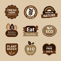 Organic products badges set psd for food marketing campaigns