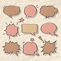 Speech bubble vector in halftone style set