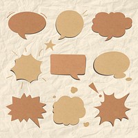 Speech bubble psd in brown tone set