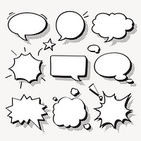 Speech bubble psd in halftone style set