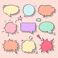 Speech bubble vector in halftone style set