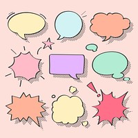 Speech bubble psd in halftone style set