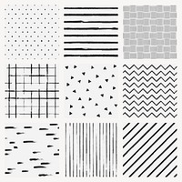 Seamless pattern vector of ink brush textured background set