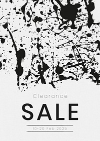 Editable poster template psd with ink brush pattern for shop sale