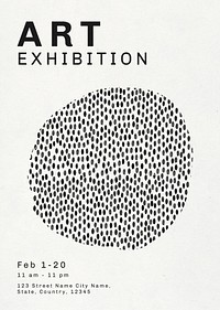 Editable poster template vector with ink brush pattern for art exhibition