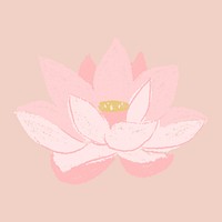 Lotus pink flower sticker psd hand drawn illustration