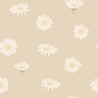 White daisy floral pattern vector on beige background