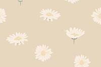 White daisy floral pattern vector on beige background