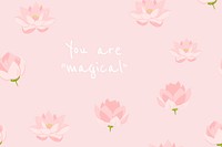 Beautiful floral banner template vector lotus illustration with inspirational quote