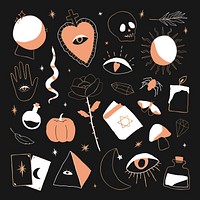 Bohemian Witchcraft doodle Halloween background vector