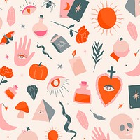 Vector Bohemian Witchcraft doodle Halloween background