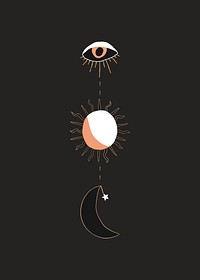 Hand drawn minimal magic psd witchcraft illustration