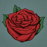 Old school flash tattoo red rose outline vintage psd icon