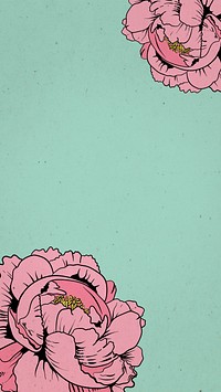 Vintage pink rose vector mobile phone wallpaper