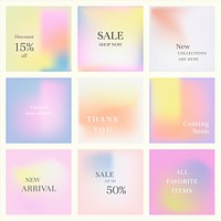 Social media marketing banner vector set gradient pastel background