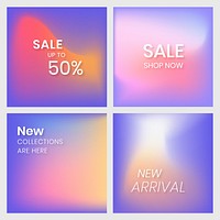 Social media marketing banner vector set colorful background