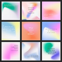 Instagram post vector set gradient colorful background