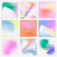 Instagram ad template vector with motivational quotes set