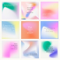 Instagram post vector set colorful gradient background