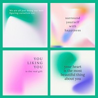 Instagram post vector set colorful background