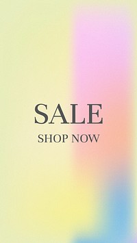 Sale shop now discount banner vector colorful gradient blur template