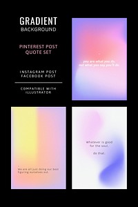 Pinterest post vector set colorful gradient background