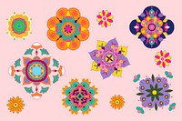 Diwali Indian rangoli flower psd set illustration