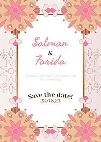 Indian wedding invitation card template psd