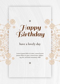 Indian floral birthday card template vector